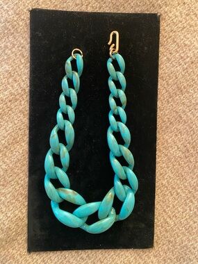 Bold Chunky Blue Green Chain Necklace Acrylic – Statement Piec